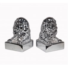 Privilege 84123 2 Piece Lion Head Bookends -Metallic Silver 805572841231  362397867379
